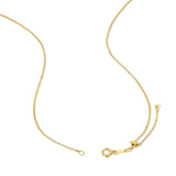 The back of a Skylight Necklace in yellow gold vermeil on a white background. 