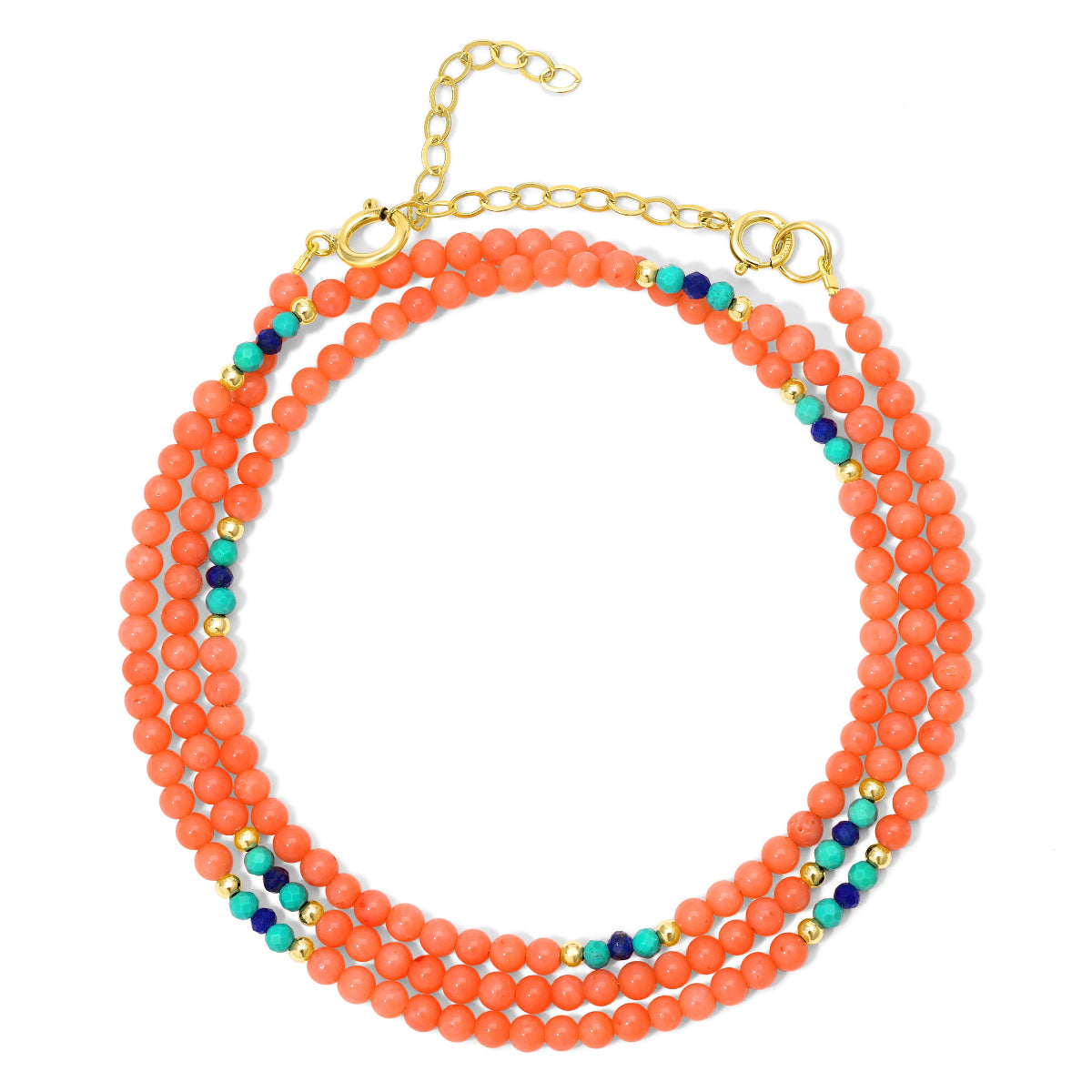 An Endless Summer Necklace - Calypso on a white background. 