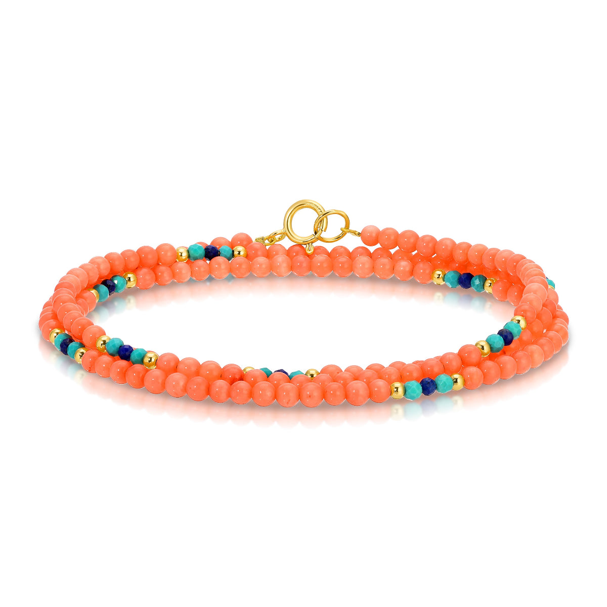 An Endless Summer Necklace - Calypso on a white background. 