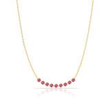 A Birthstone Arc Layering Necklace – Yellow Gold in Pink Tourmaline – October on a white background.