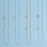 Pavé Monogram Necklace with Birthstone - Opal
