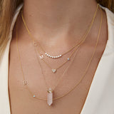 Pavé Monogram Necklace with Birthstone - Aquamarine