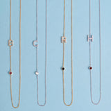 Monogram Necklace with Birthstone - Garnet