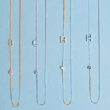 Pavé Monogram Necklace with Birthstone - Pearl