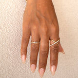 Criss-Cross Diamond Duo Ring