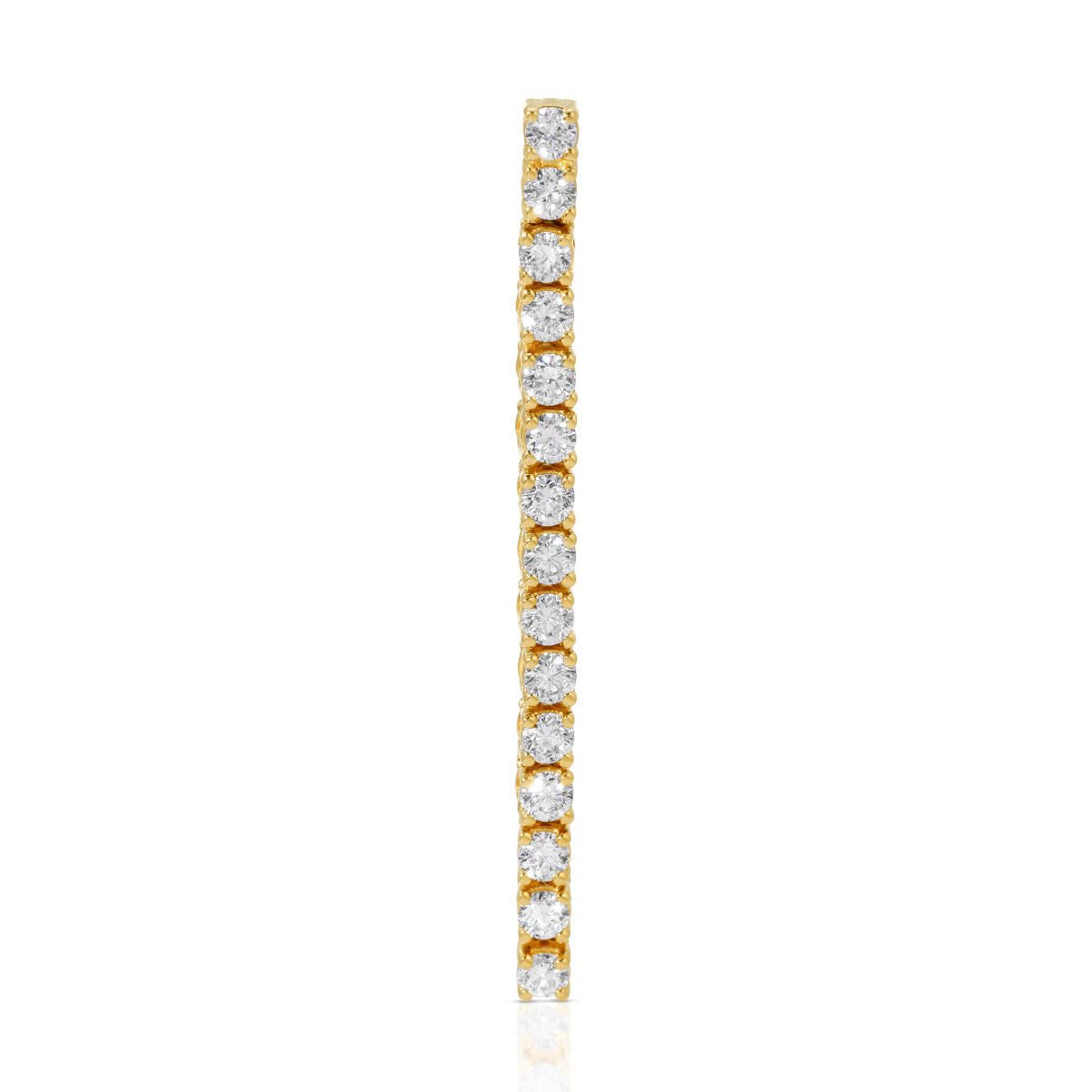 A Down the Line Earring in yellow gold on a white background. 