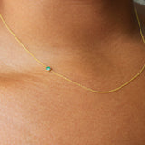 14K Gold Asymmetrical Birthstone Necklace - Emerald (May)