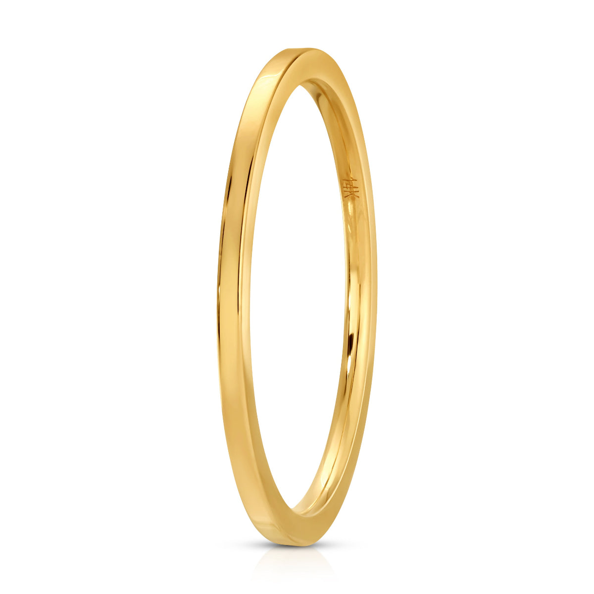 A Flat Ring in yellow gold on a white background. 
