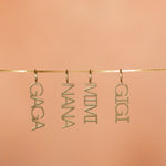 14k gold word plate charms GAGA, NANA, MIMI and GIGI on gold chain for grandma necklaces.
