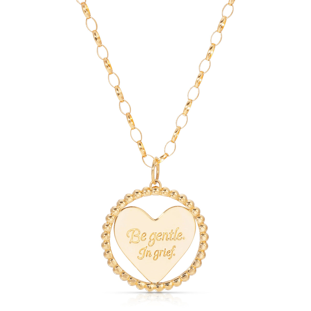 A Be Gentle In Grief Necklace on a white background. 