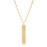 Virtues Pendant - Rectangle in yellow gold vermeil on a white background. 