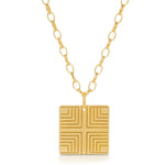 Virtues Pendant - Square in yellow gold vermeil on a white background. 