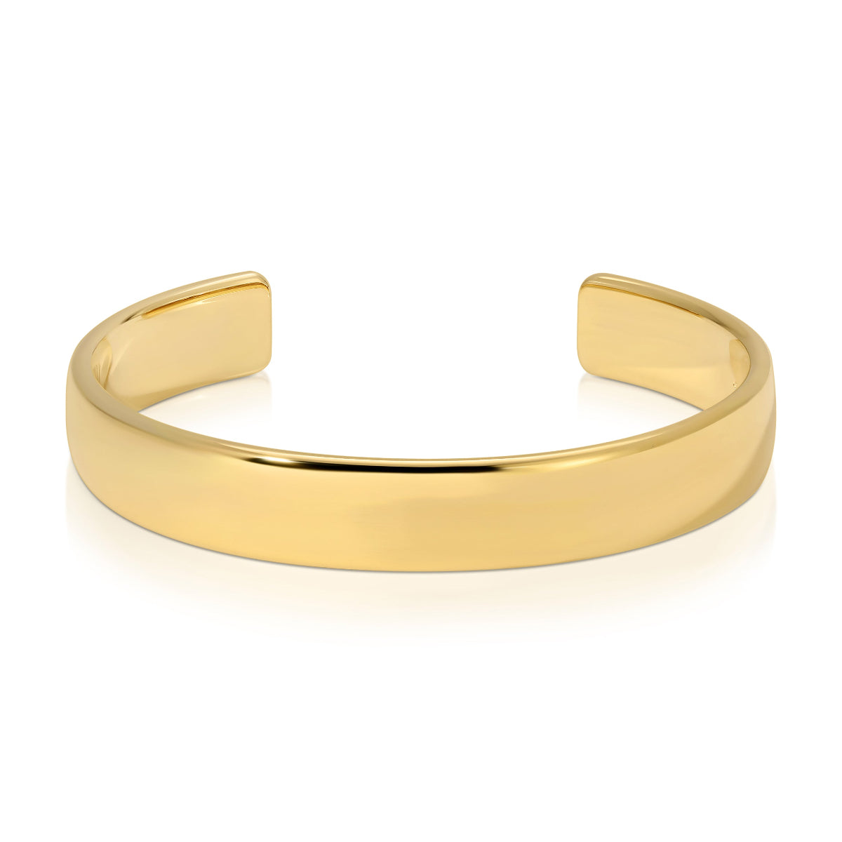 A gold vermeil All in Cuff on a white background. 