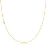 14k Gold Asymmetrical Charm Necklace - Diamond Pavé Lightning Bolt