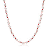 Maya Brenner Cabana Pearl Necklace — freshwater rice pearl and red bead beaded necklace with gold fill clasp