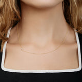 14k Gold Asymmetrical Charm Necklace - Pavé Cross