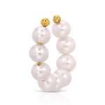 Maya Brenner Halo Pearl Ear Cuff — 14k gold ear cuff with nine freshwater pearls in a curved halo design, no piercing required
