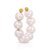 Maya Brenner Halo Pearl Ear Cuff — 14k gold ear cuff with nine freshwater pearls in a curved halo design, no piercing required