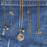 Monogram Necklace with Birthstone - Turquoise