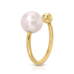 Maya Brenner Solitaire Pearl Ear Cuff — 14k gold ear cuff with single 5mm freshwater pearl and gold end-cap bead, no piercing required