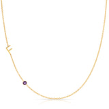 Monogram Necklace with Birthstone - Amethyst