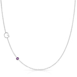 Monogram Necklace with Birthstone - Amethyst