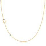 Monogram Necklace with Birthstone - Aquamarine