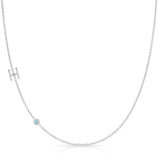 Monogram Necklace with Birthstone - Aquamarine