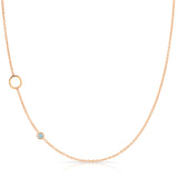 Monogram Necklace with Birthstone - Aquamarine