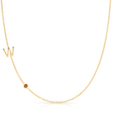 Monogram Necklace with Birthstone - Citrine