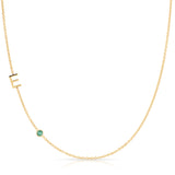 Monogram Necklace with Birthstone - Emerald