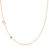 Monogram Necklace with Birthstone - Emerald
