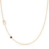 Monogram Necklace with Birthstone - Garnet