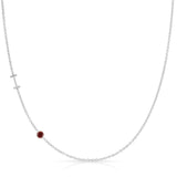 Monogram Necklace with Birthstone - Garnet