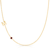 Monogram Necklace with Birthstone - Garnet