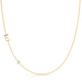 Monogram Necklace with Birthstone - Moonstone