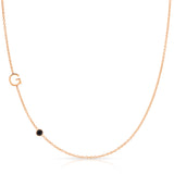 Monogram Necklace with Birthstone - Onyx