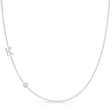 Monogram Necklace with Birthstone - Pearl