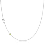 Monogram Necklace with Birthstone - Peridot