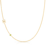 Monogram Necklace with Birthstone - Peridot