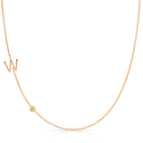 Monogram Necklace with Birthstone - Peridot