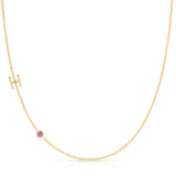 Monogram Necklace with Birthstone - Pink Tourmaline