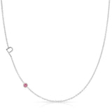 Monogram Necklace with Birthstone - Pink Tourmaline