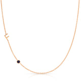 Monogram Necklace with Birthstone - Sapphire