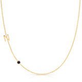 Monogram Necklace with Birthstone - Sapphire