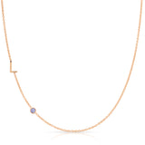 Monogram Necklace with Birthstone - Tanzanite