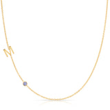 Monogram Necklace with Birthstone - Tanzanite