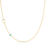 Monogram Necklace with Birthstone - Turquoise