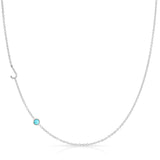 Monogram Necklace with Birthstone - Turquoise