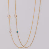 Monogram Necklace with Birthstone - Turquoise